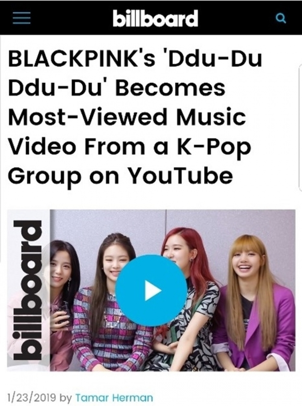 Blackpink、「ddu Du Ddu Du」mvがk Pop歴代最高再生回数を記録 韓流ニュース 韓流大好き